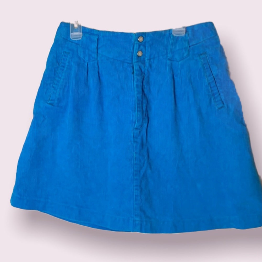 Vintage Y2K Turquoise Corduroy Skirt - Size Small
